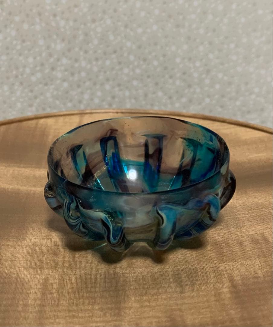 【希少作】酒器　松島巌 作　多色マーブル畝盃