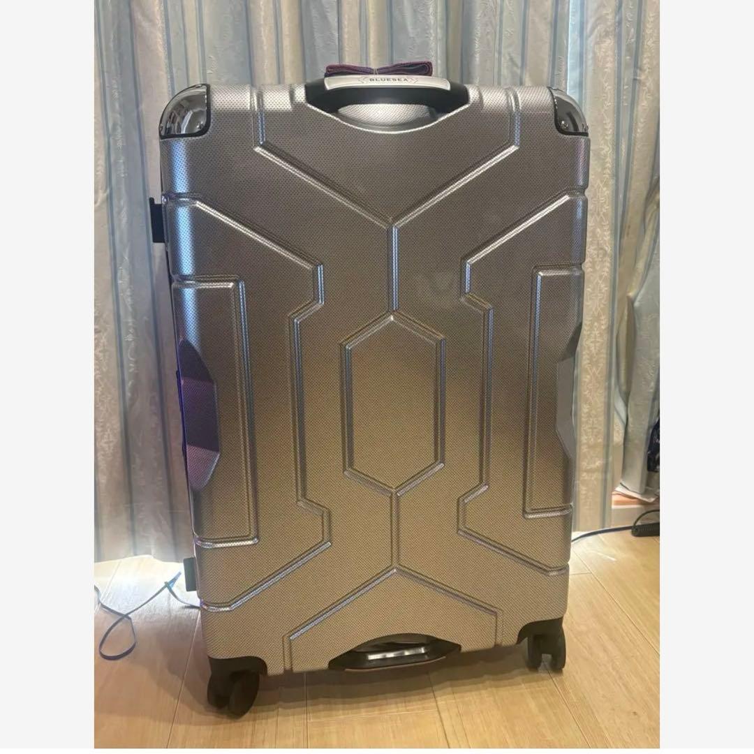 スーツケース キャリーケース 機内持ち込み可能 シルバー Lサイズ ベルト付き