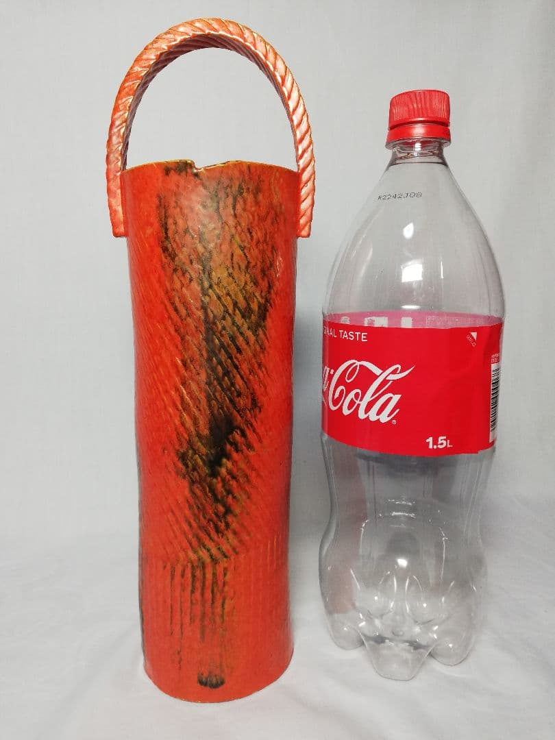 藤平正文 京焼 手付花入 清水焼 花器 フラワーベース 茶道具 華道具 花瓶