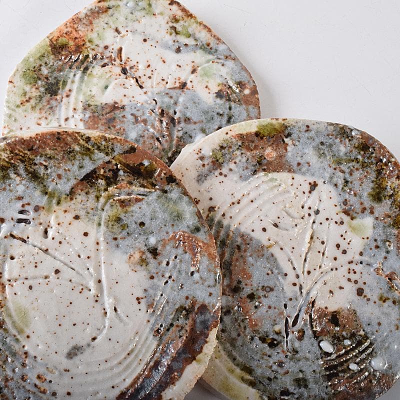 和食器　若尾昇苑造　鼠志野　鉢　皿　五客　共箱　V　R7885