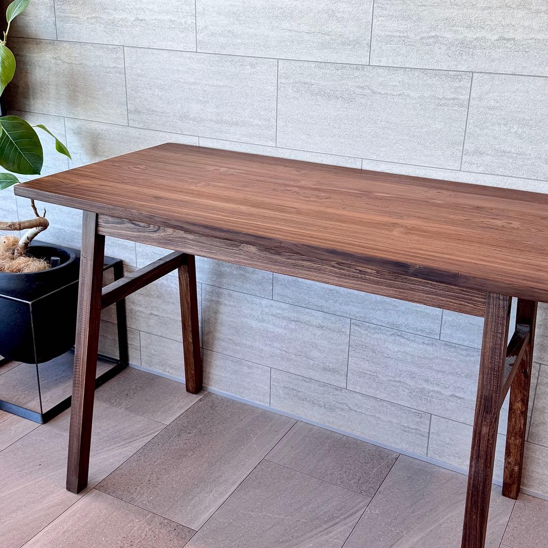 WTWチーク木製テーブル机作業デスク◆幅110木目ナチュラル素材アンティーク男前