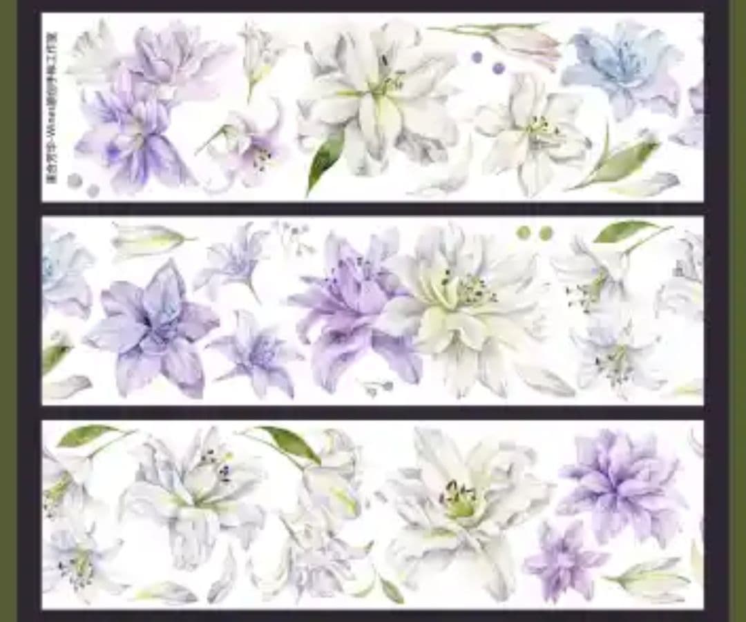 巻売 601★ 海外 マスキングテープ マステ PET 花 薔薇 人物 虹光