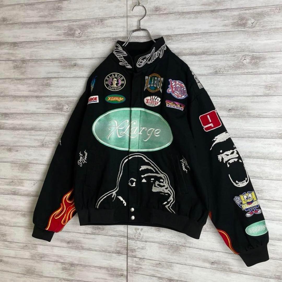 【超おすすめ】エクストララージレーシングジャケット 刺繍 パッチロゴ満載