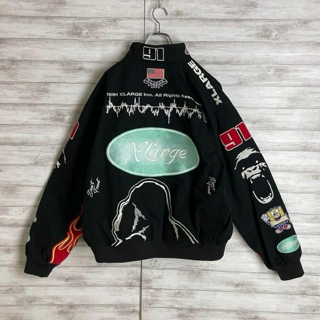 【超おすすめ】エクストララージレーシングジャケット 刺繍 パッチロゴ満載