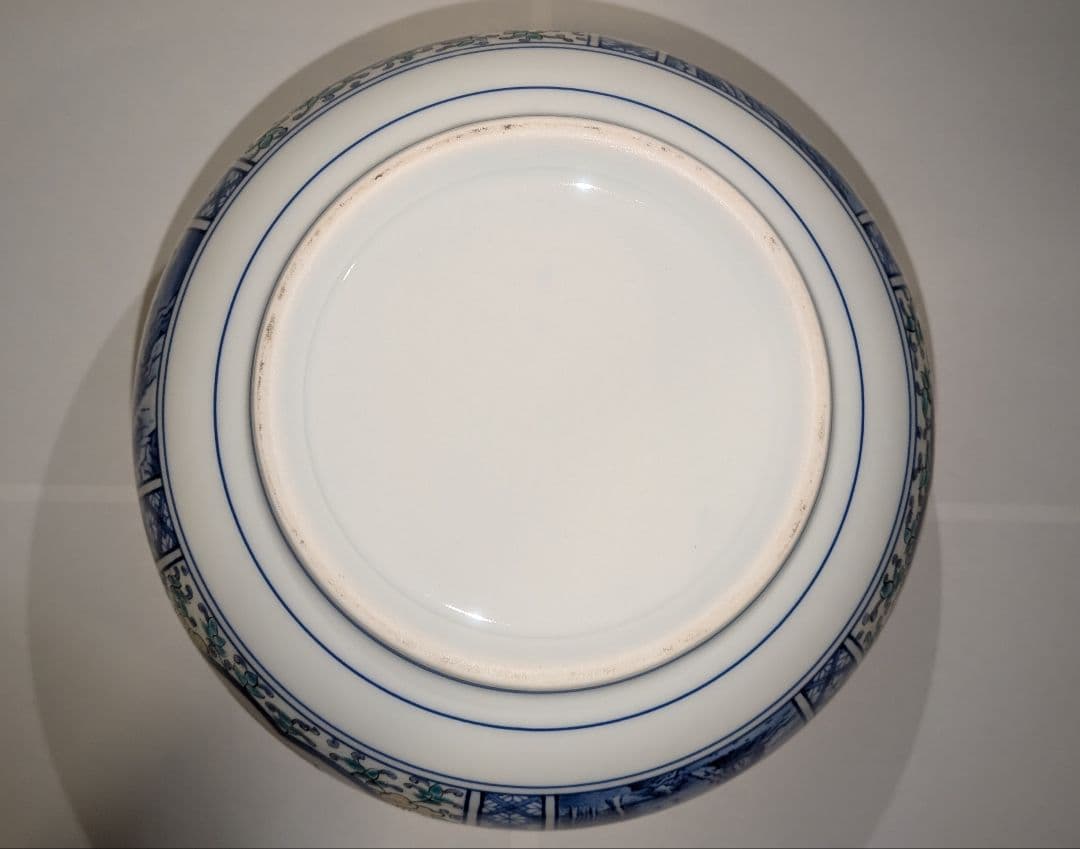 『館林貞夫』古琳庵窯　間取山水　水指　茶道具　共箱共布栞略歴　色絵　柿右衛門様式