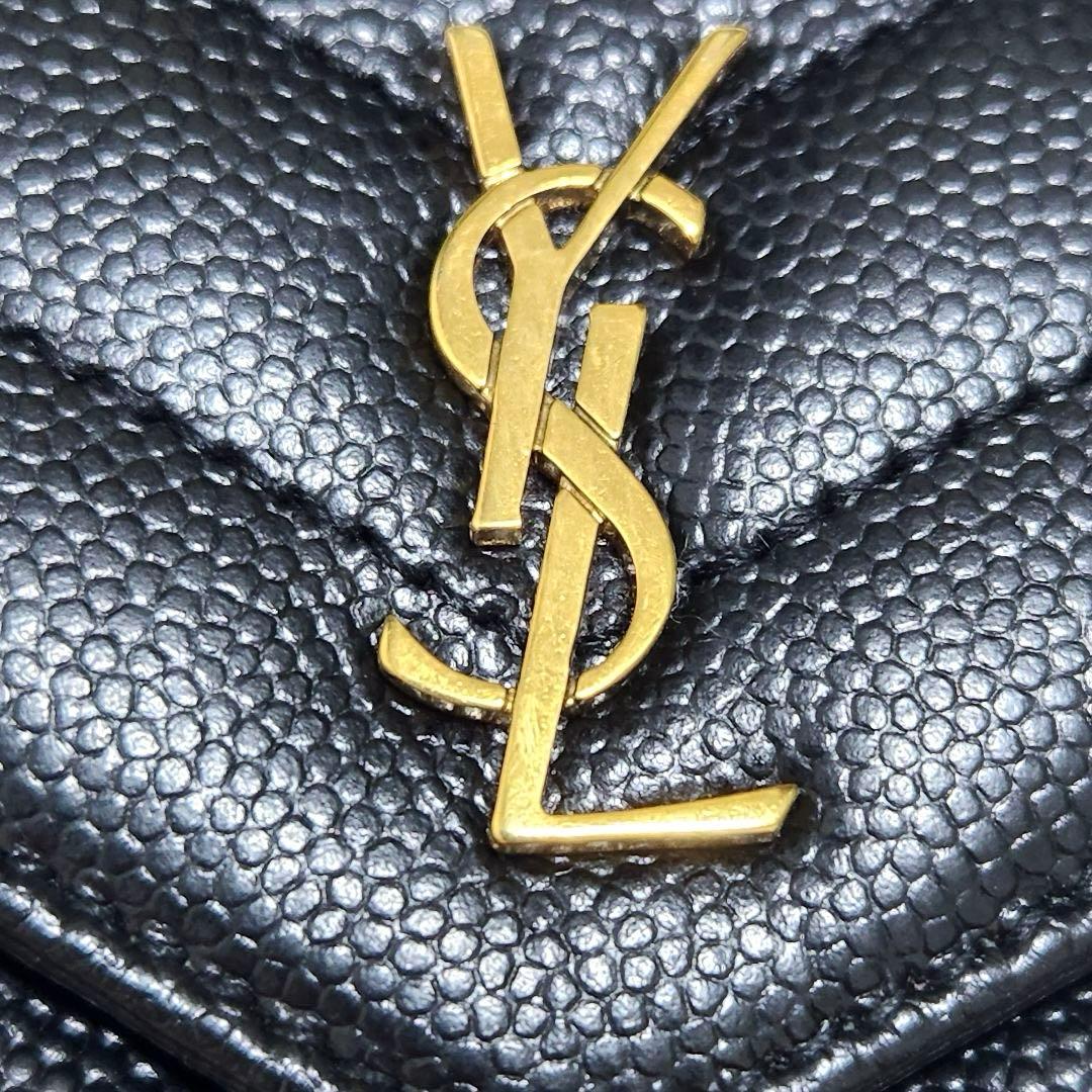 ✨極美品　付属品あり✨サンローラン　三つ折り　カサンドラ　ブラック　レザー　黒