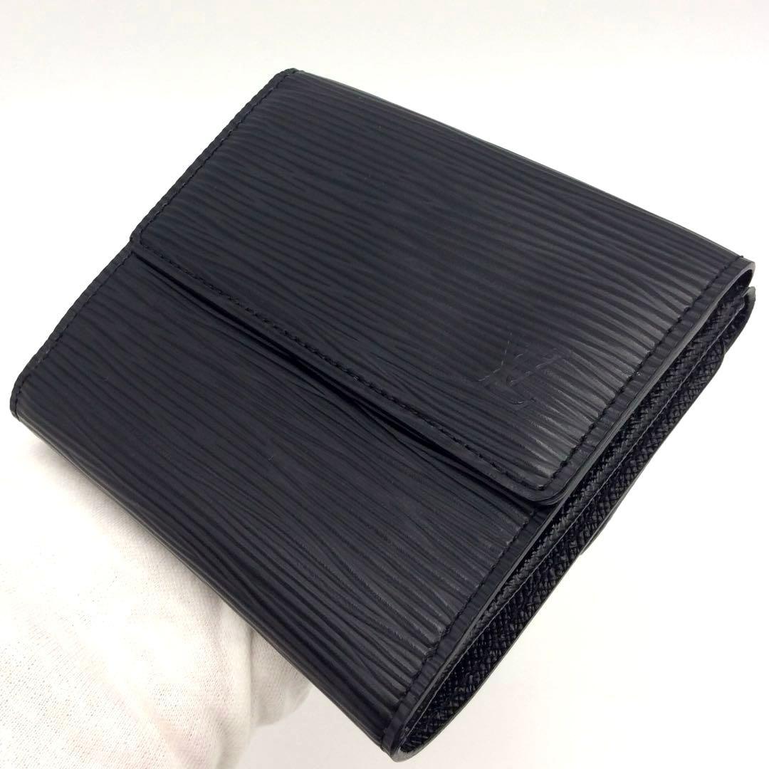 ルイヴィトン エピ 黒 ブラック メンズ Wホック エリーズ 三つ折り財布