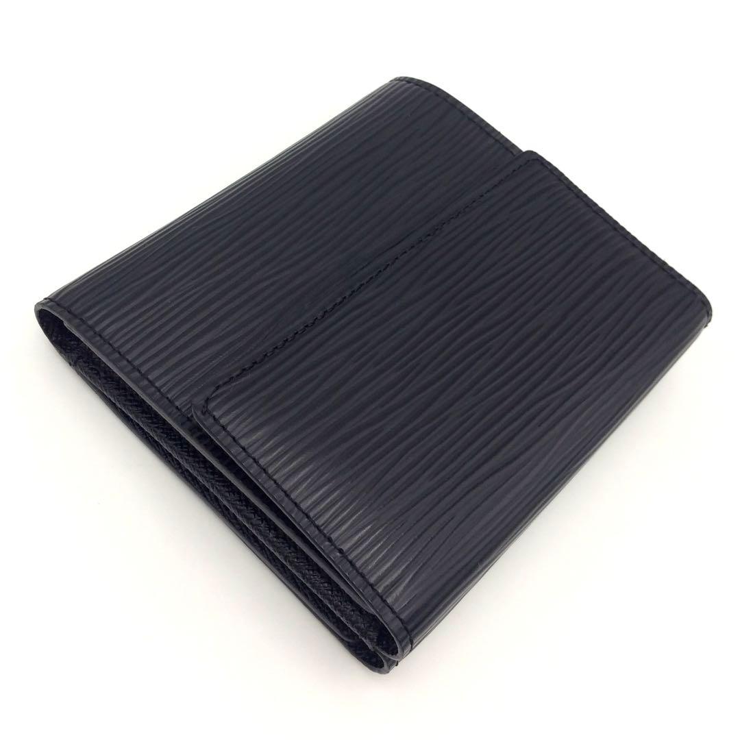 ルイヴィトン エピ 黒 ブラック メンズ Wホック エリーズ 三つ折り財布