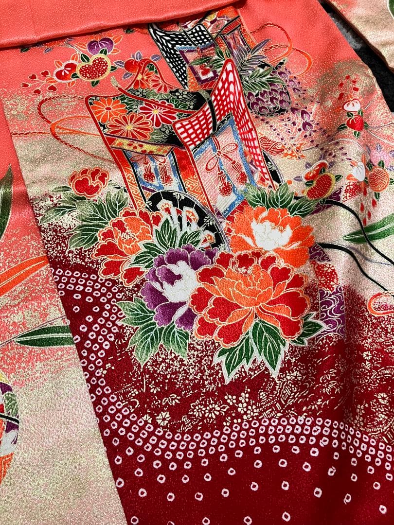 【七五三】7歳女の子 着物 11点セット　ピンク　オレンジ