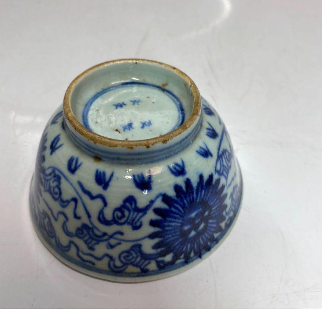 中国明時代 青花古染付小碗 皿・鉢 サイズ9.6cm