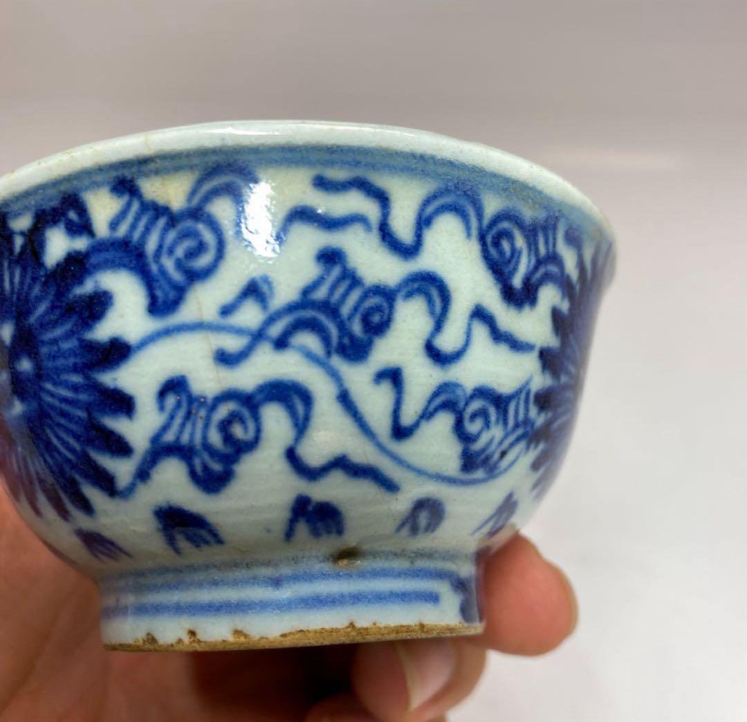 中国明時代 青花古染付小碗 皿・鉢 サイズ9.6cm