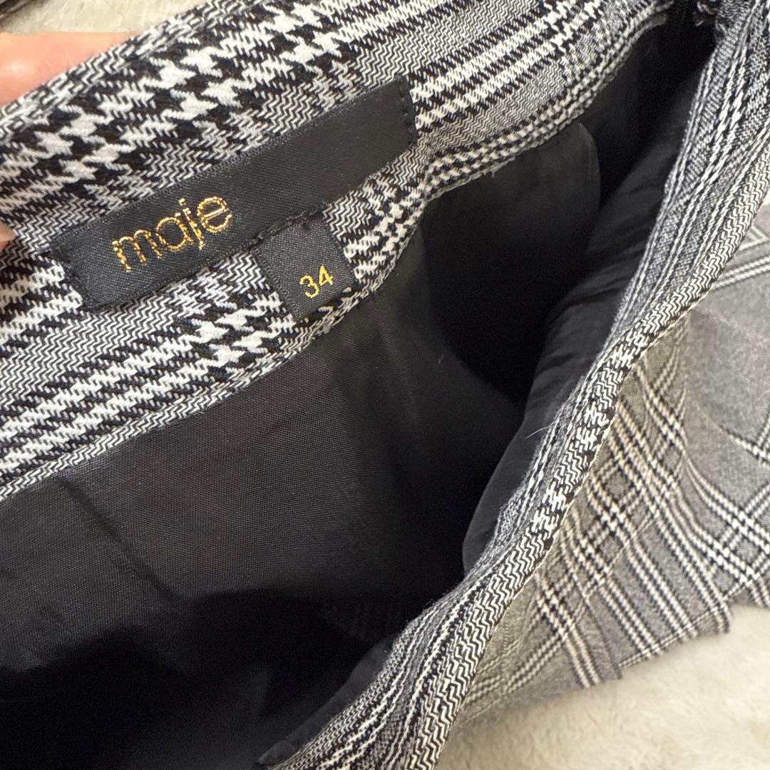 Maje グレー チェック柄 プリーツスカート風キュロット サイズ34