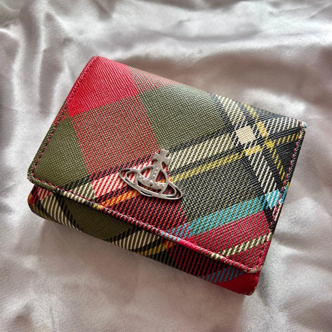 レア ◆ Vivienne Westwood 財布：三折り＋がま口 緑チェック柄