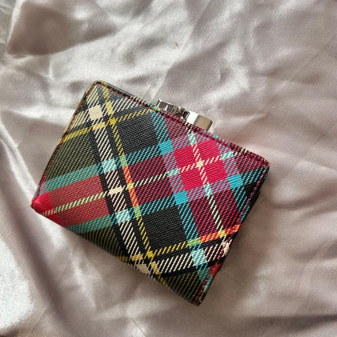 レア ◆ Vivienne Westwood 財布：三折り＋がま口 緑チェック柄