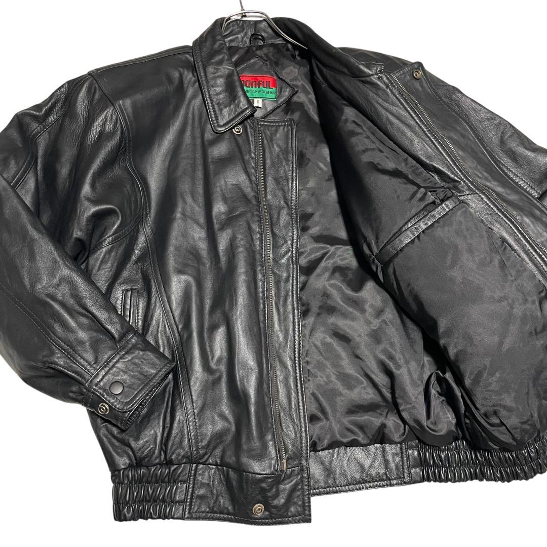 【manful】本革 リアルレザーシングルライダースジャケット ブラック M