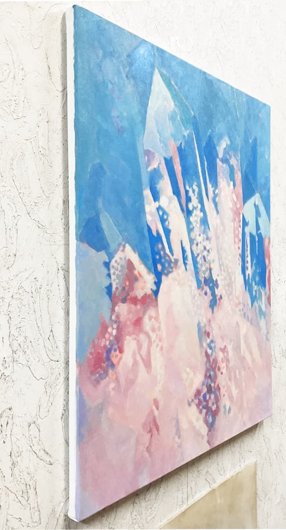 絵画 860 油絵/抽象画風/自然の造形/天然水晶/P15号