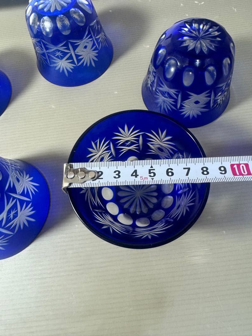 2544 藍切子　5客　未使用