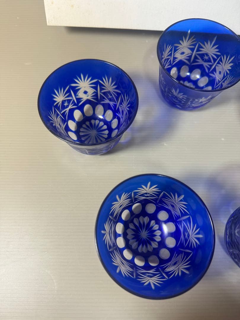 2544 藍切子　5客　未使用