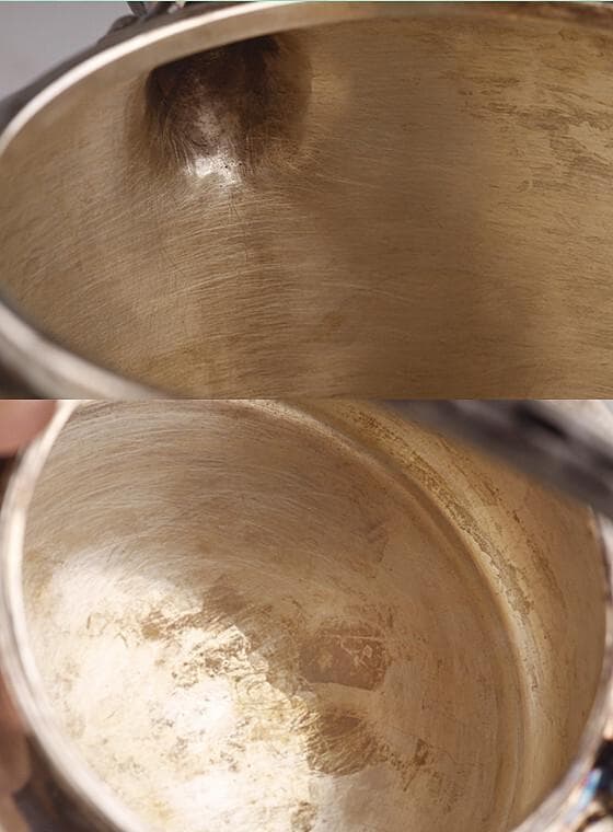 ◆北村靜香 造 銀瓶 純銀 南鐐平安形瓶 鉄の釣手◆検）真鍋静良 光玉堂 鉄瓶