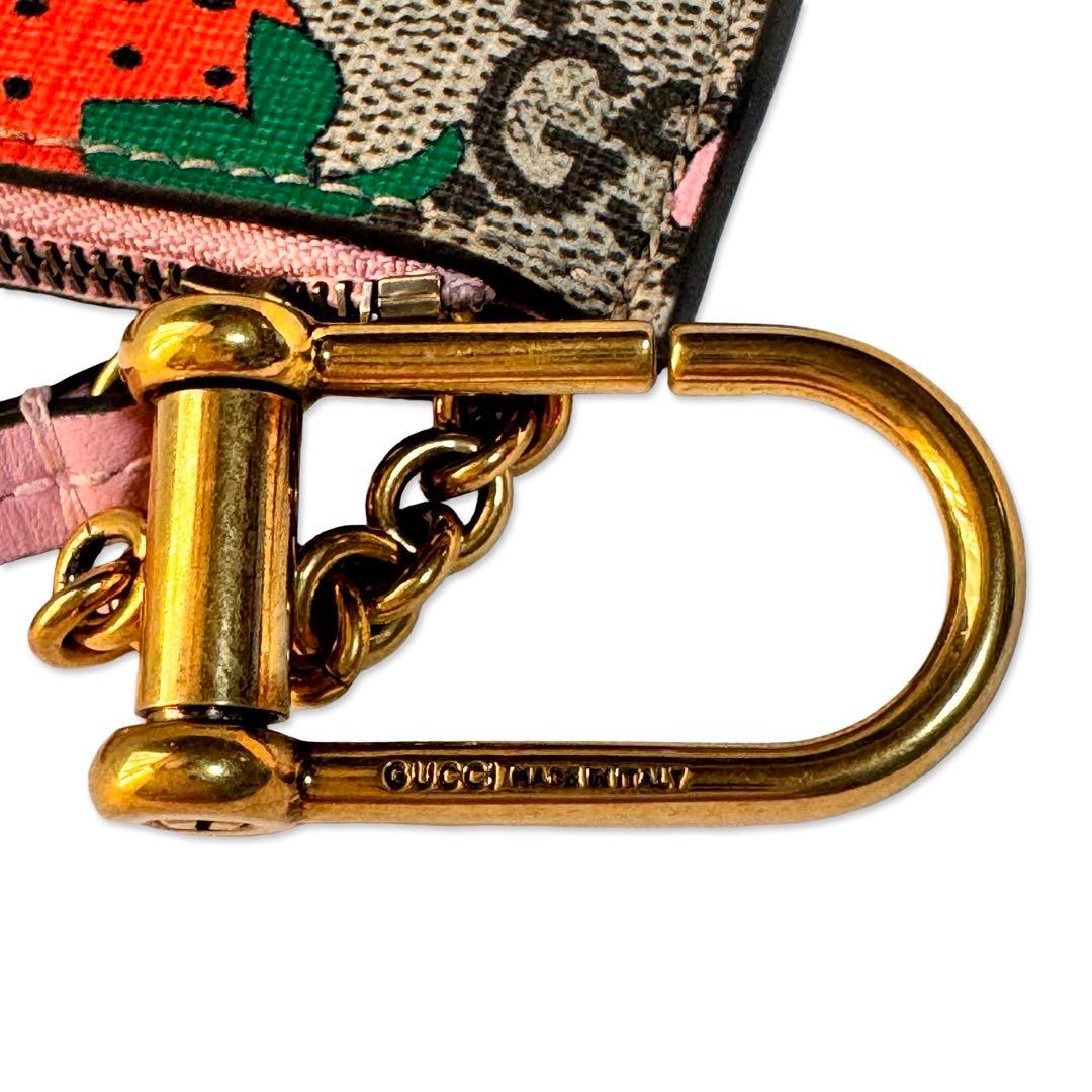 【美品】GUCCI グッチ GGスプリーム PVC×レザー ケース いちご