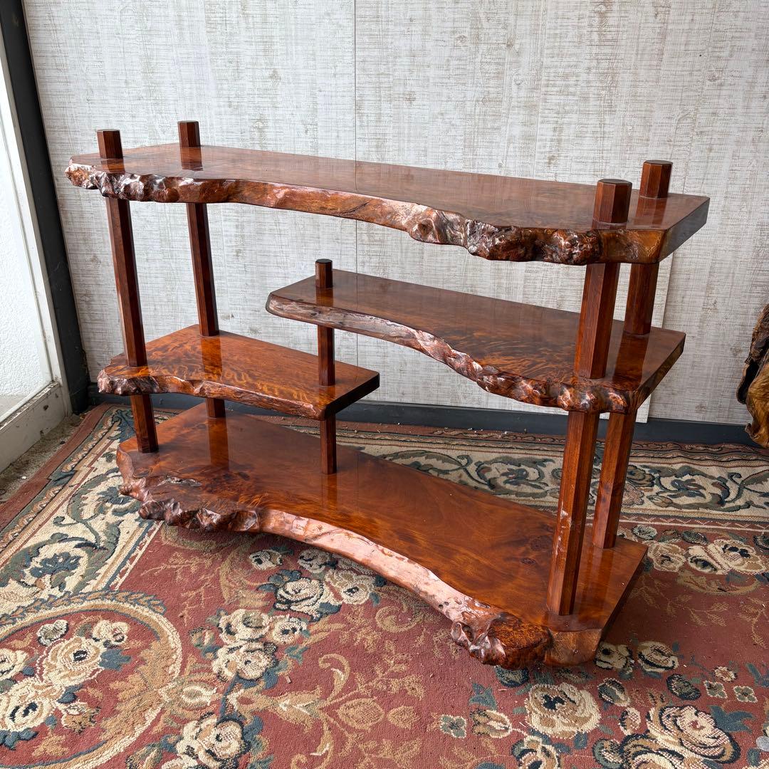 唐木家具 銘木 花梨一枚板 階段棚 茶箪笥 飾り棚 サイドボード ビンテージ