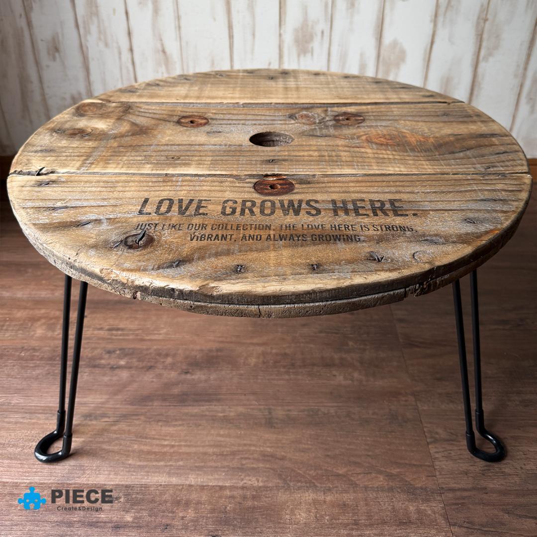 折り畳み ローテーブル 丸テーブル カフェ 木製 男前 インダストリアル