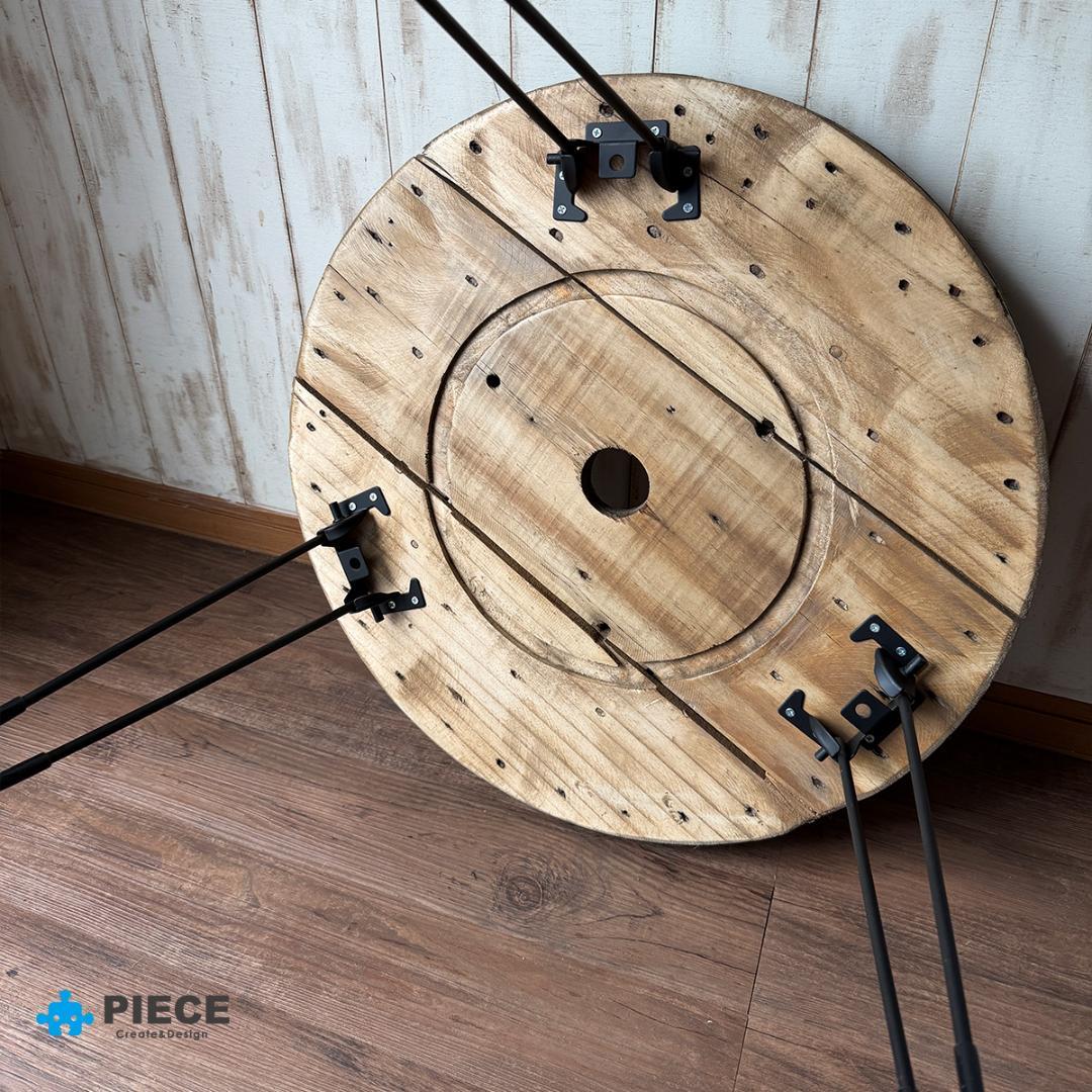 折り畳み ローテーブル 丸テーブル カフェ 木製 男前 インダストリアル