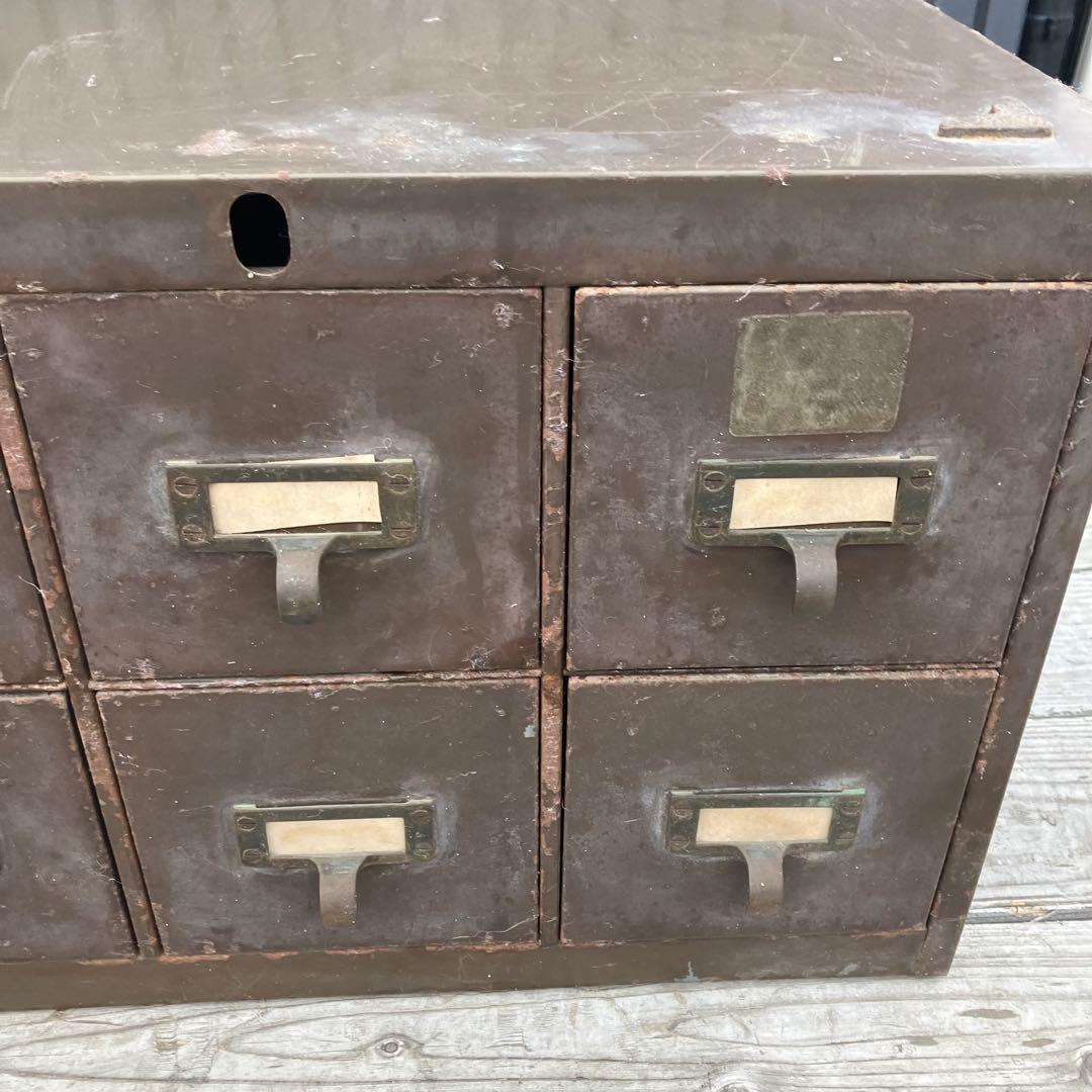 昭和レトロ クロガネ インダストリアル 6段スチールラック 収納ボックス 古家具