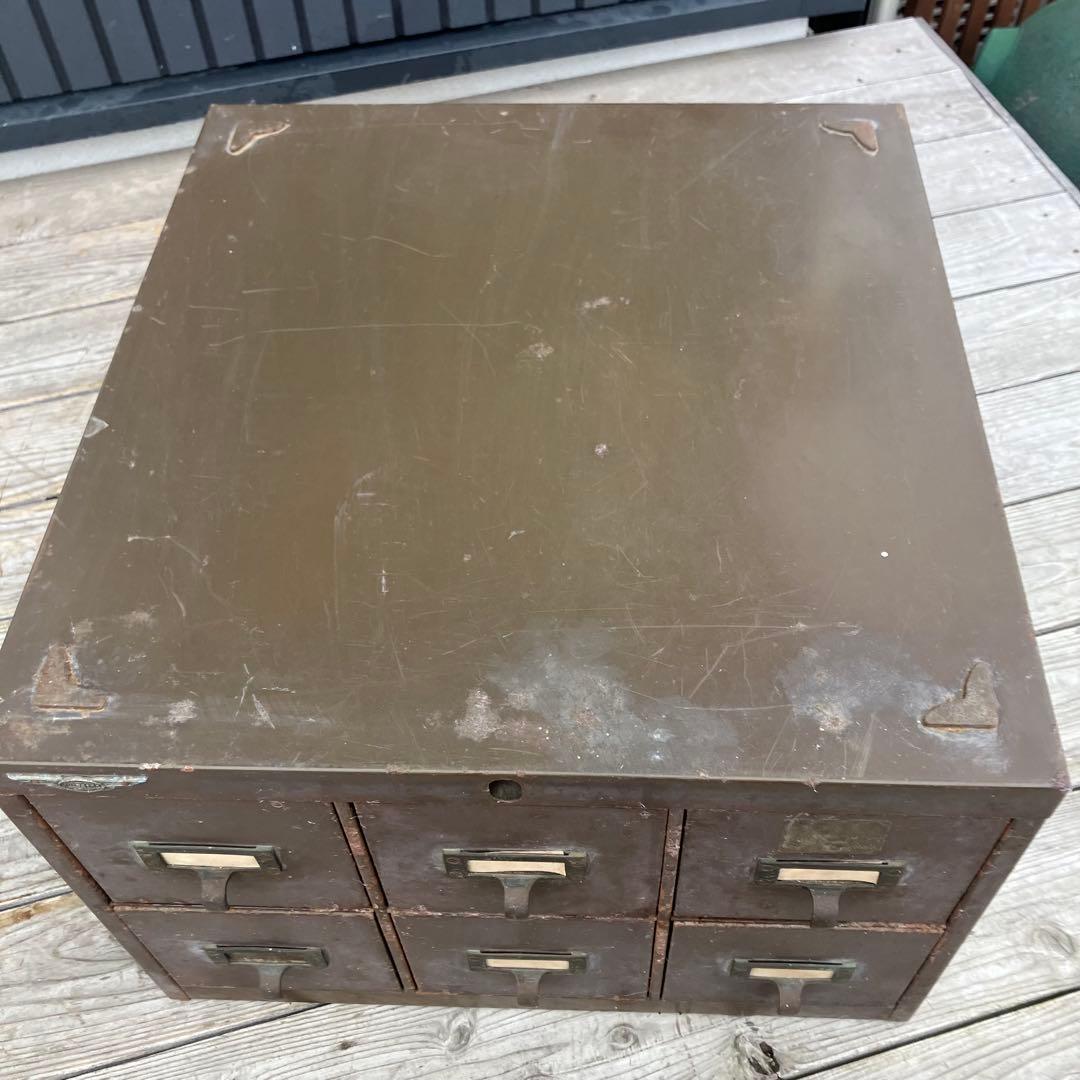 昭和レトロ クロガネ インダストリアル 6段スチールラック 収納ボックス 古家具