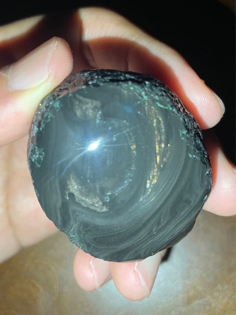研磨品　十勝石玲瓏　金虹　スペシャルゴールデンレインボーオブシディアン