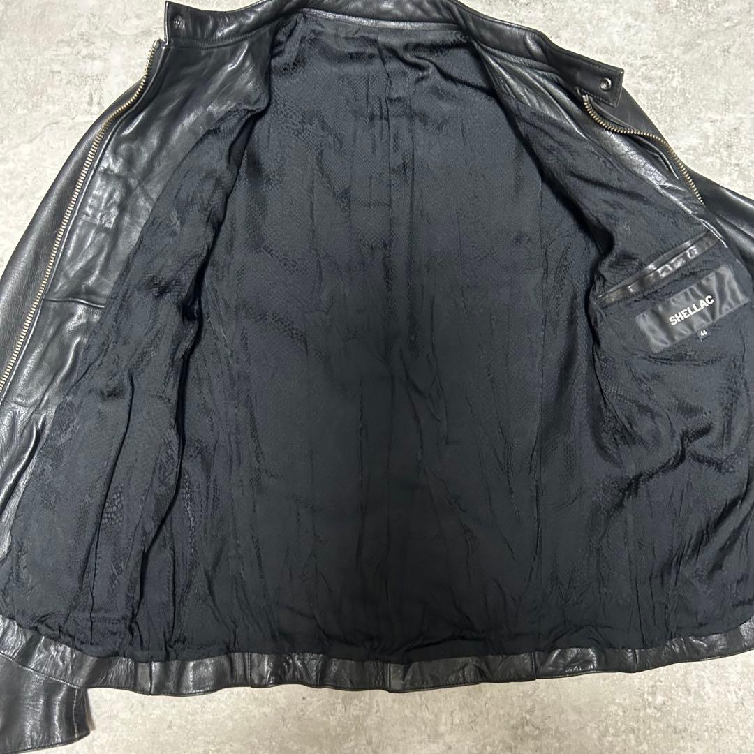 美品 SHELLAC ブラック レザーシングルライダースジャケット 46