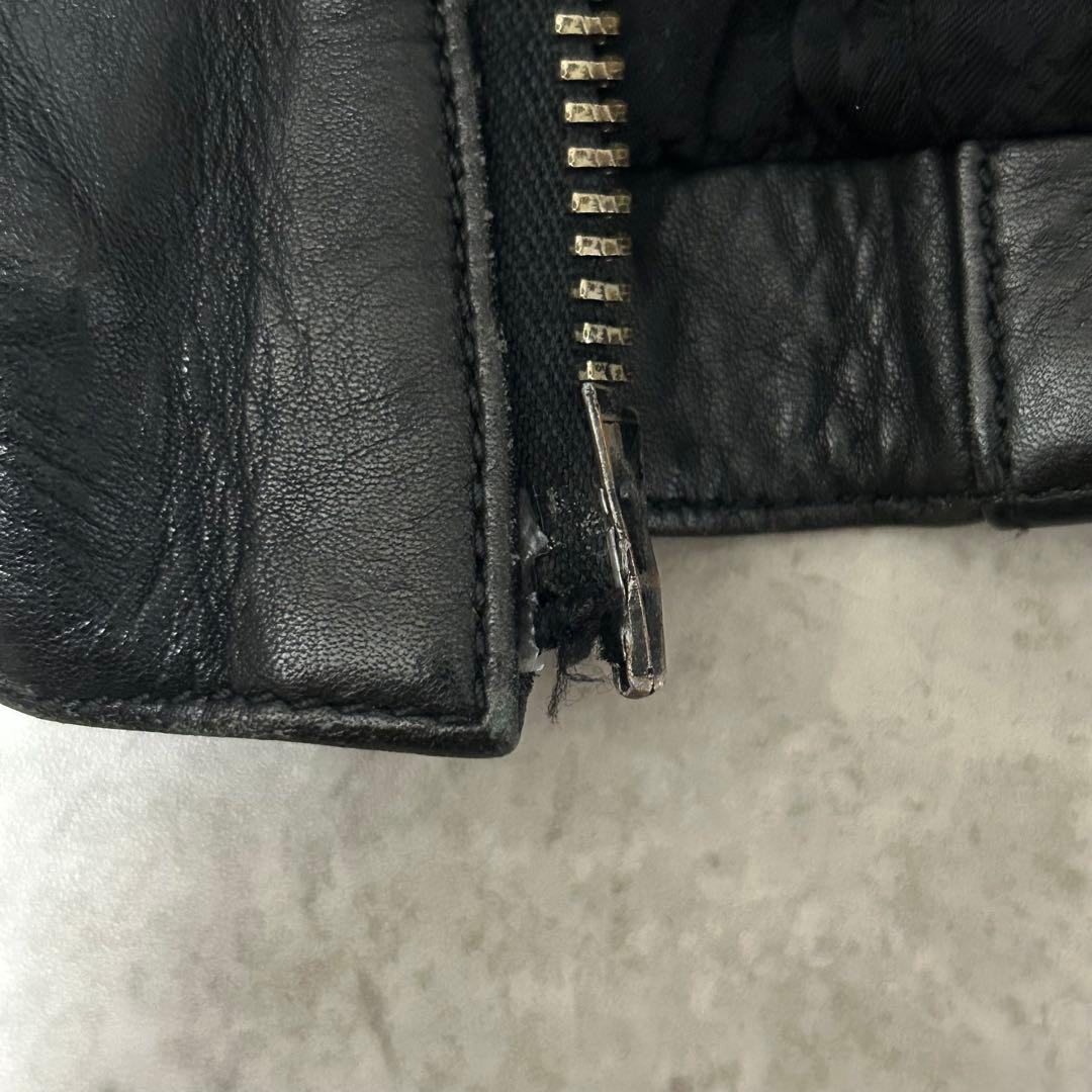 美品 SHELLAC ブラック レザーシングルライダースジャケット 46