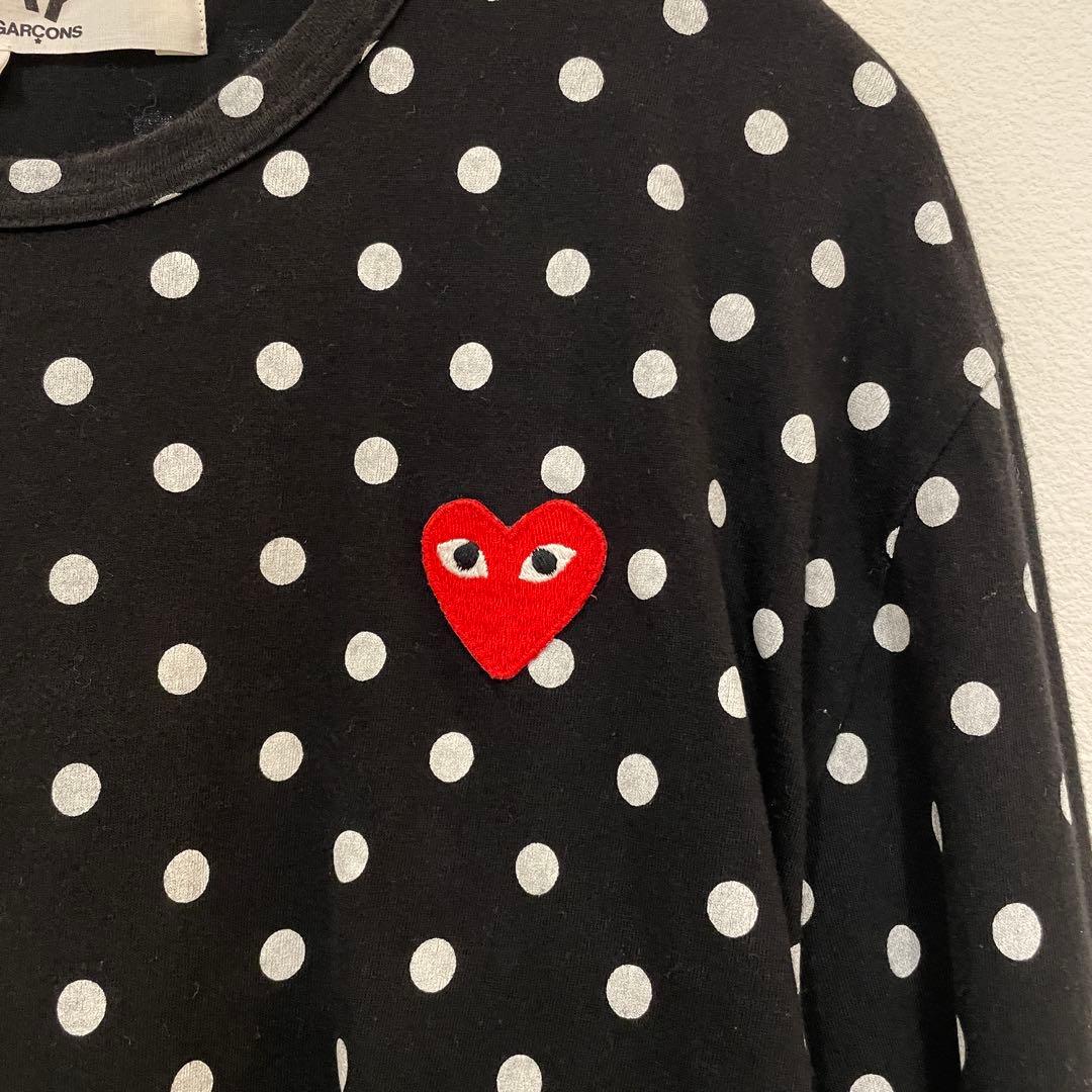 【あ】PLAY COMME des GARCONS ドット ロンT 黒×白