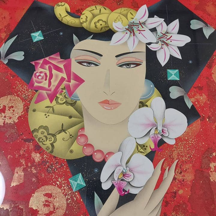 谷川泰宏　絵画　夜紅　原画　ミックスメディア