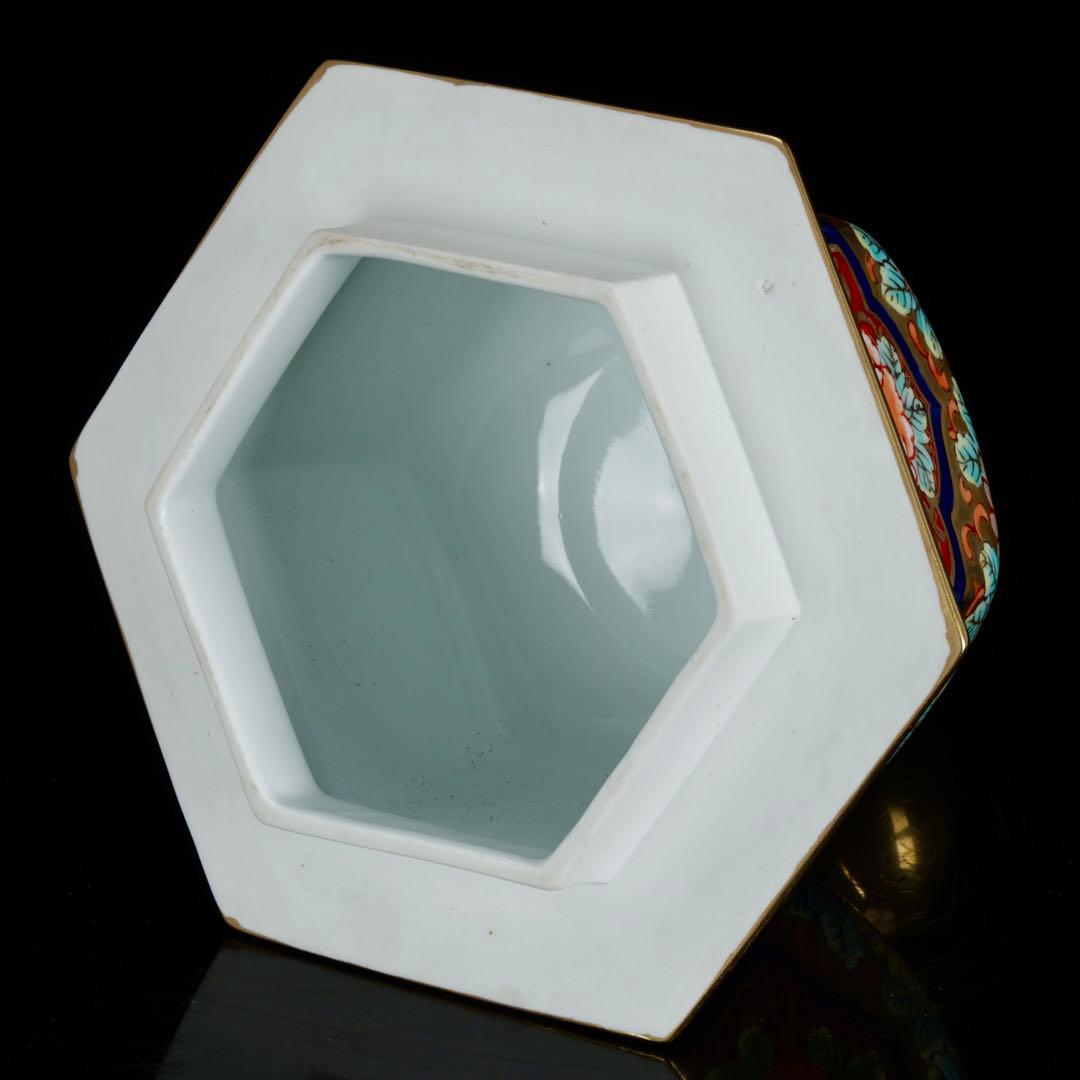 有田焼 龍右衛門 染錦窓絵花鳥図 沈香壺 飾壺 三段壺 特大85㎝ 骨董 古美術