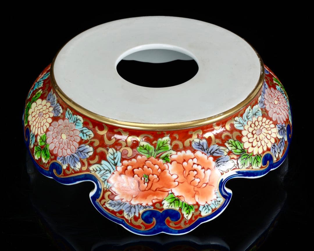 有田焼 龍右衛門 染錦窓絵花鳥図 沈香壺 飾壺 三段壺 特大85㎝ 骨董 古美術