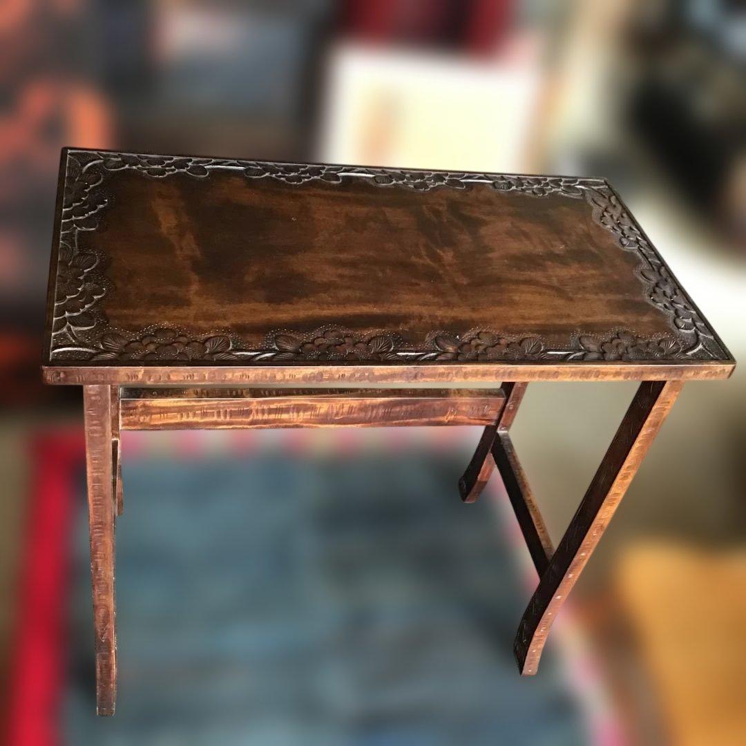 アンティーク軽井沢彫り　櫻 花台　家具　収納