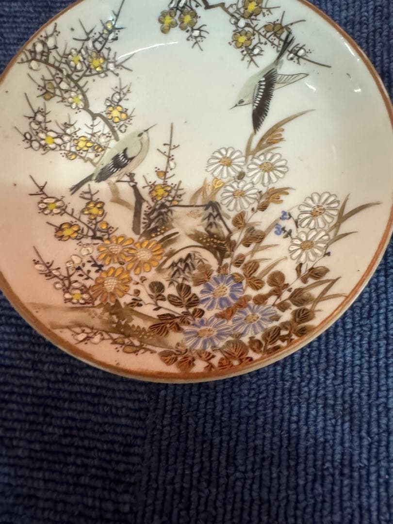 2009 九谷焼　色絵花鳥　皿　2客　時代物