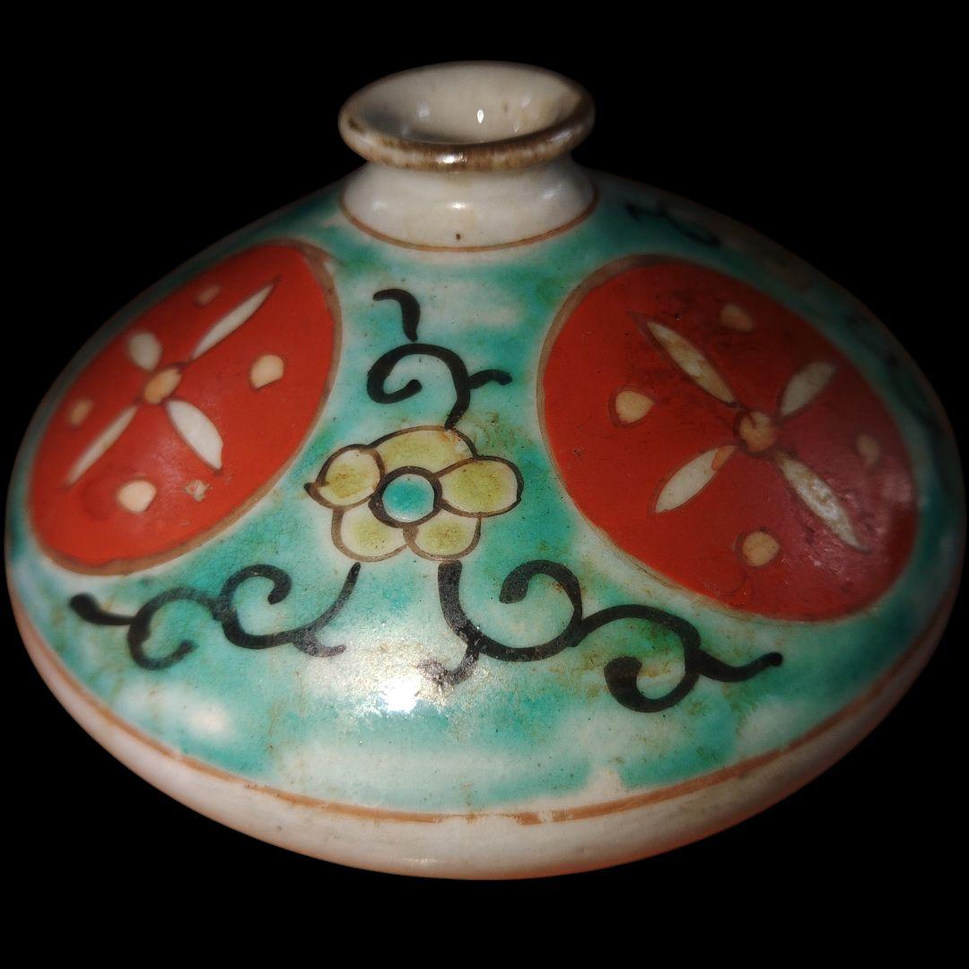 古伊万里　唐草米文色絵油壺　骨董品　希少