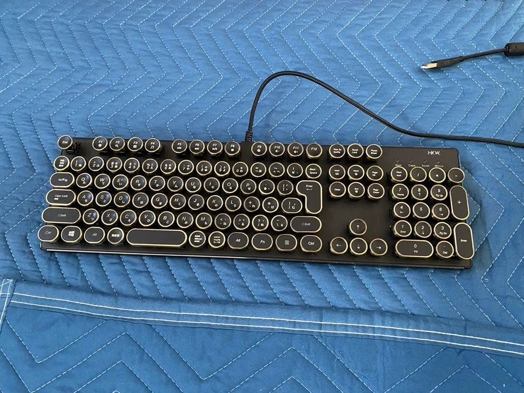 HKW タイプライター風メカニカルキーボード 青軸 JIS配列 109キー