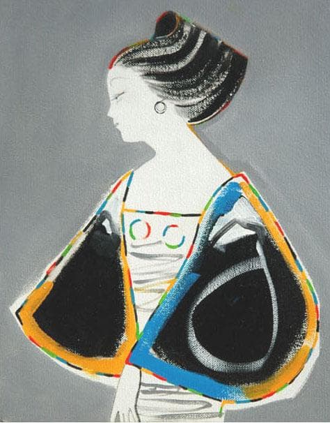 油絵 菅家令子 絵 絵画 インテリア 額付(黒) F3-010411 人物 女性