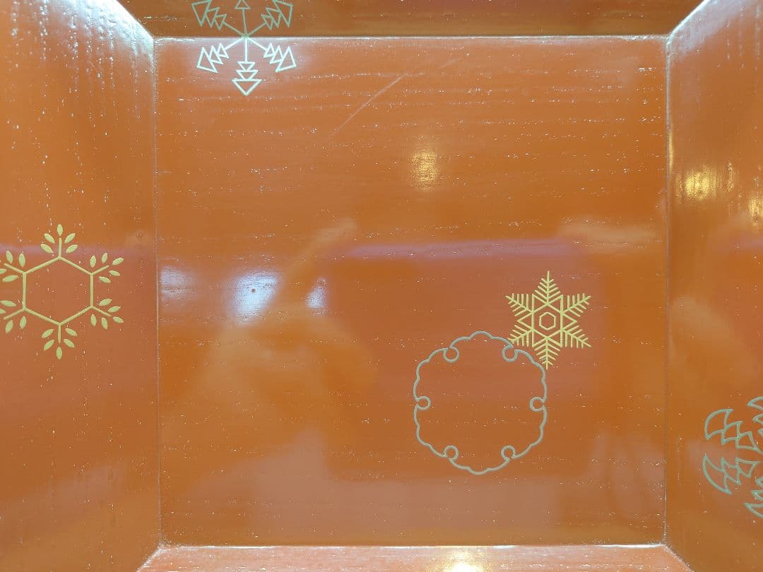 送料込【逢絢亭】茶道具 菓子器 竹張四方盆 雪花蒔絵 表千家流書付 黒田宗傳