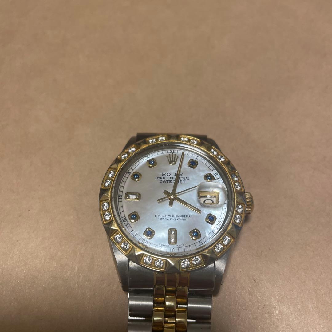 ロレックス デイトジャスト ホワイトシェル8サファイア2ダイヤ