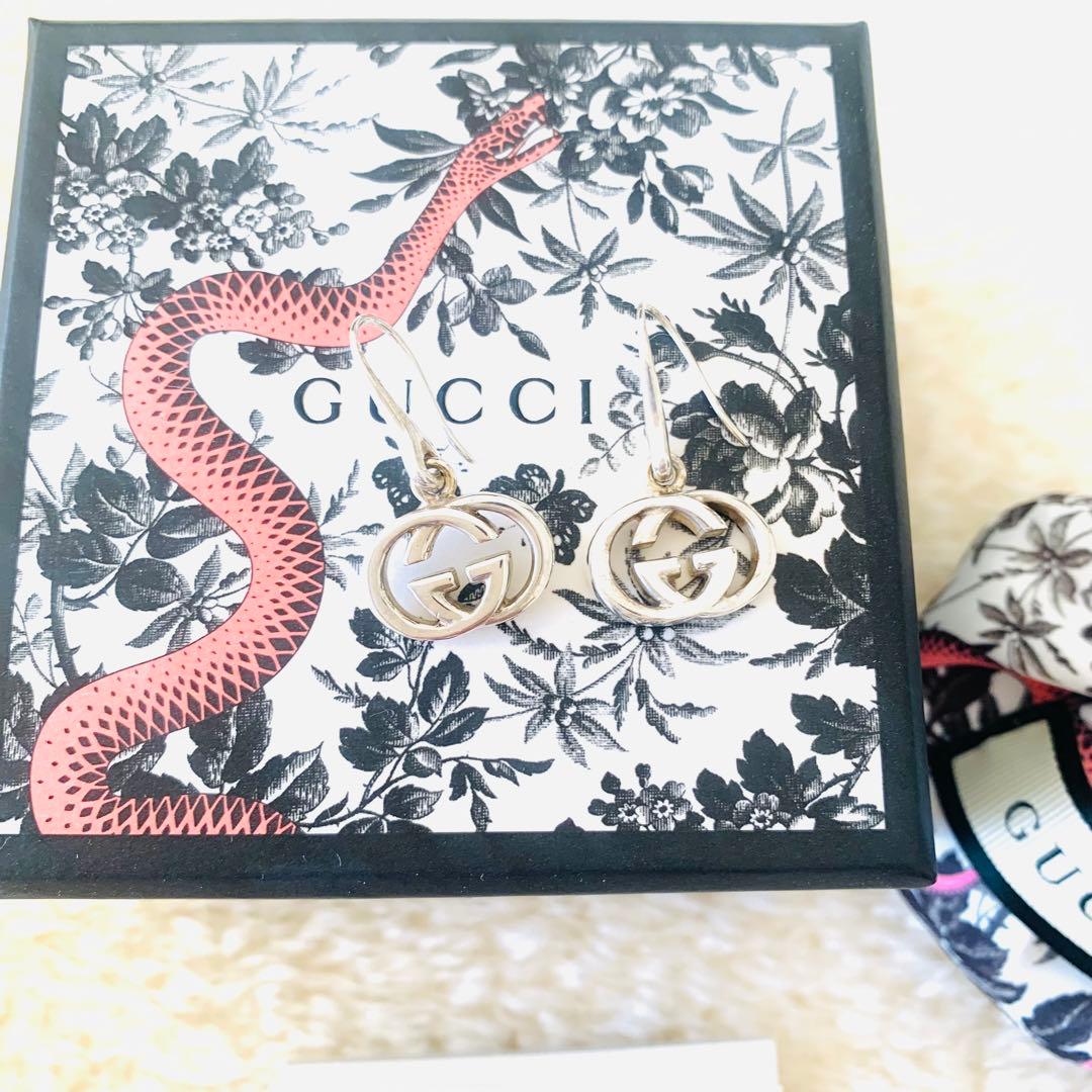 【GUCCI】グッチ　インターロッキング　フックピアス　GGロゴ　SLV925