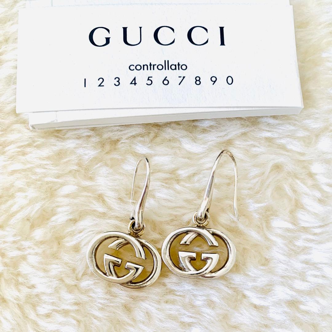 【GUCCI】グッチ　インターロッキング　フックピアス　GGロゴ　SLV925