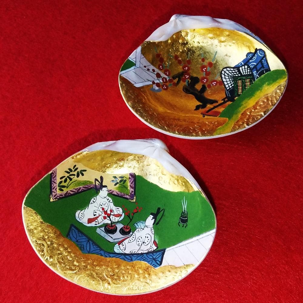 純金泊　貝合わせセット　源氏物語　梅枝