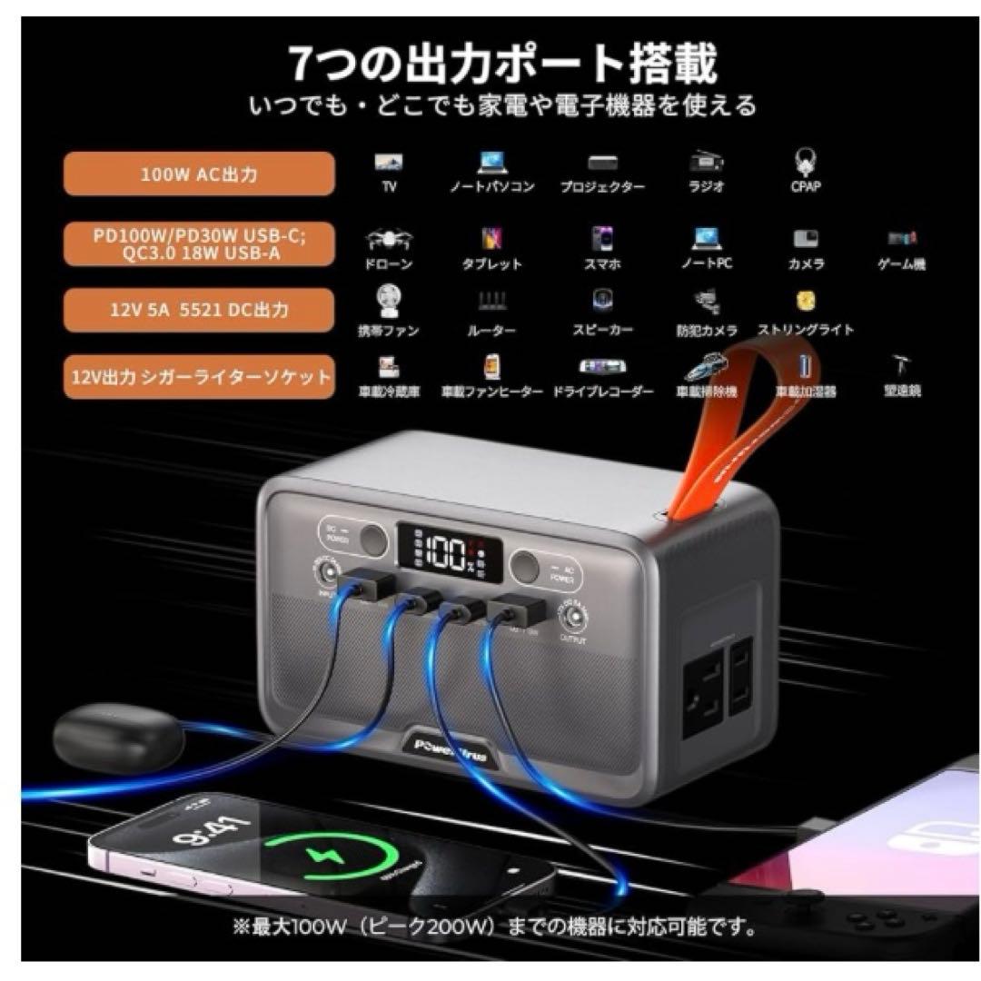 新品　ポータブル電源 89.6Wh 急速充電 Type-C搭載 キャンプ