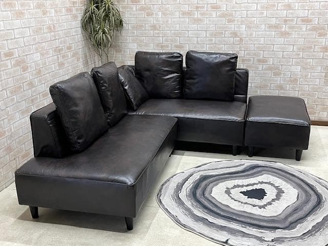 コーナーソファ　カウチソファー　レイアウトフリー　ダークブラウン　新品