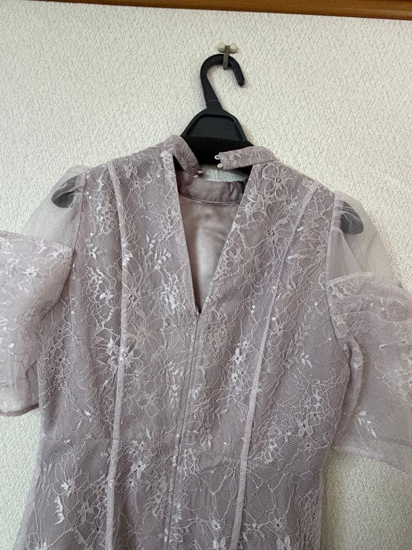 snidel レースドレス Vネック パフスリーブ　ドレス