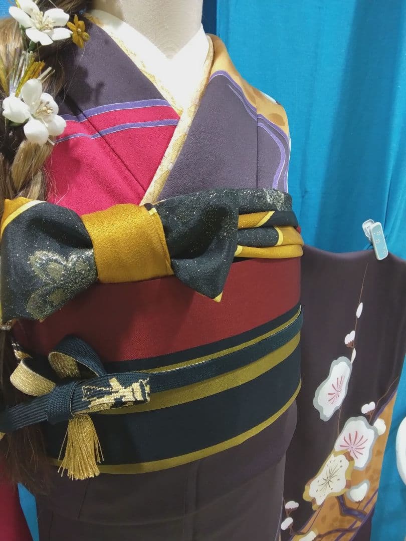 振袖フルセット、一蔵振袖落款、重ね衿帯揚げ帯締め、西陣袋帯、襦袢、トールサイズ